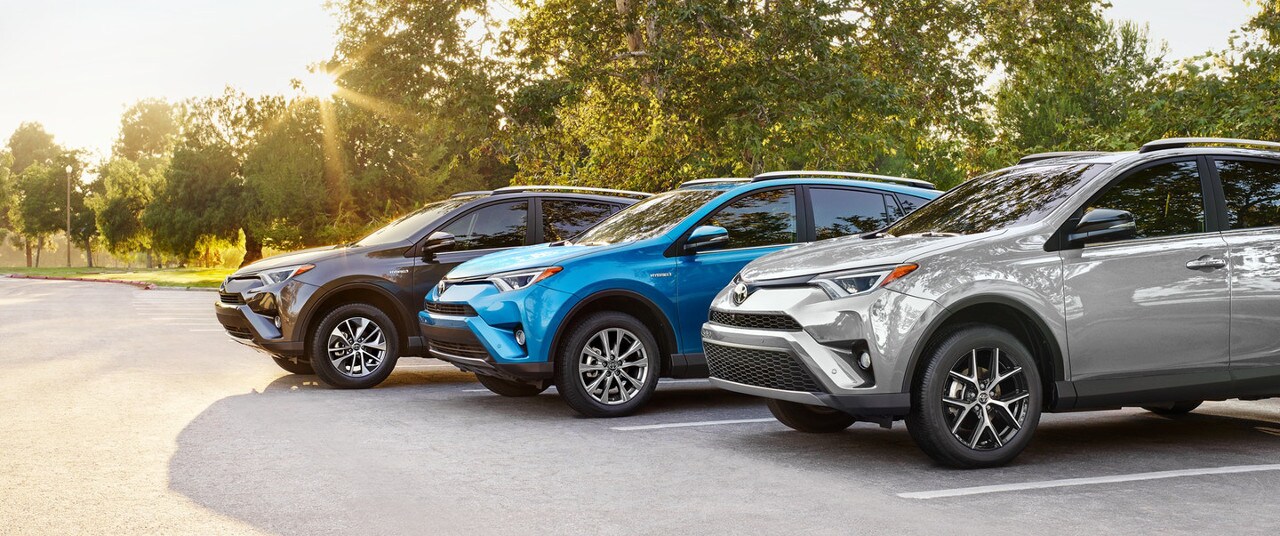 2018 Toyota RAV4 in different trims and colors
