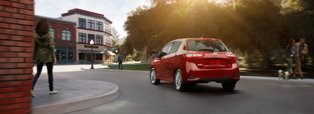 2019 Toyota Yaris drives through town