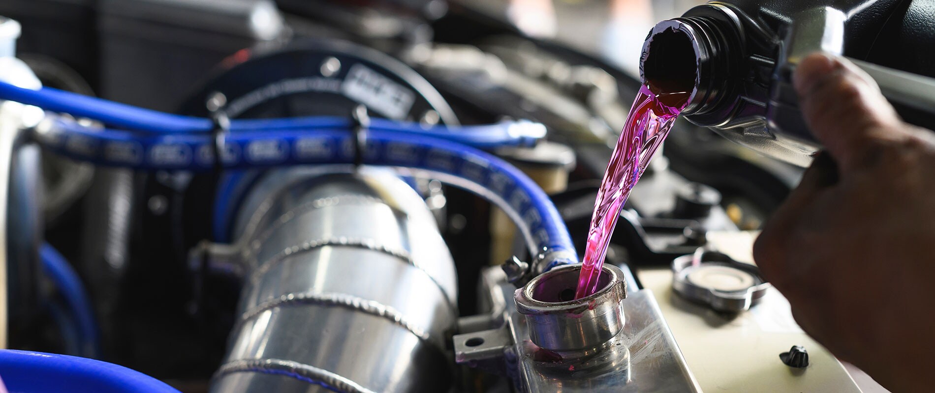 Fluid Replacement Technician performing a fluid replacement on a vehicle