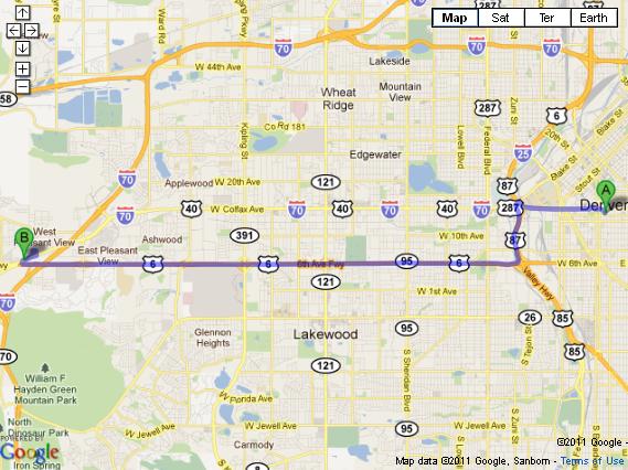 Directions from Denver, Colorado