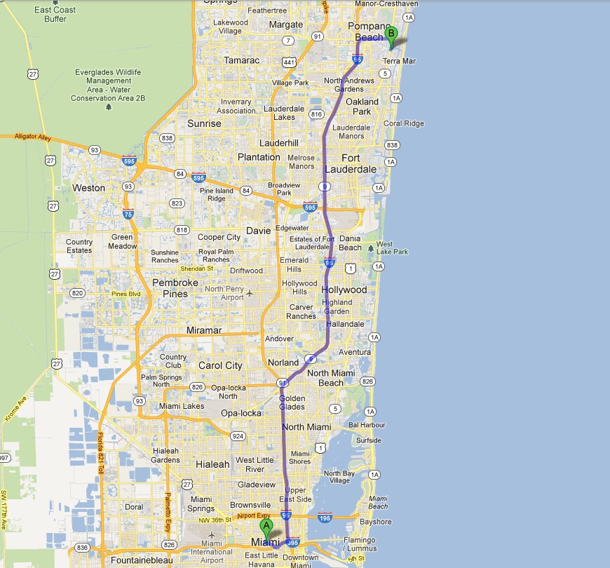 Miami to Pompano Beach