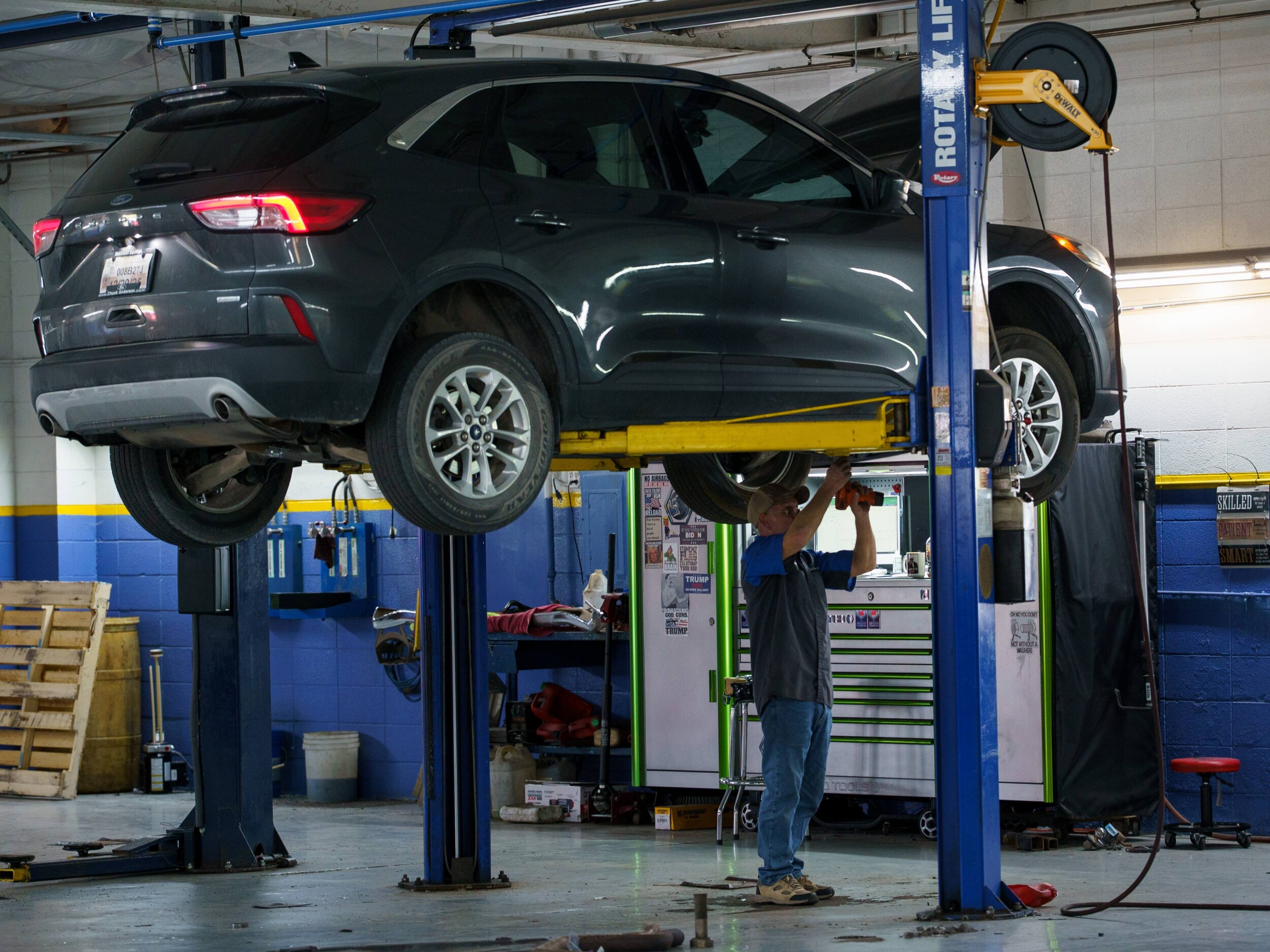 Vehicle being serviced at Chuck Anderson Ford near Liberty Missouri