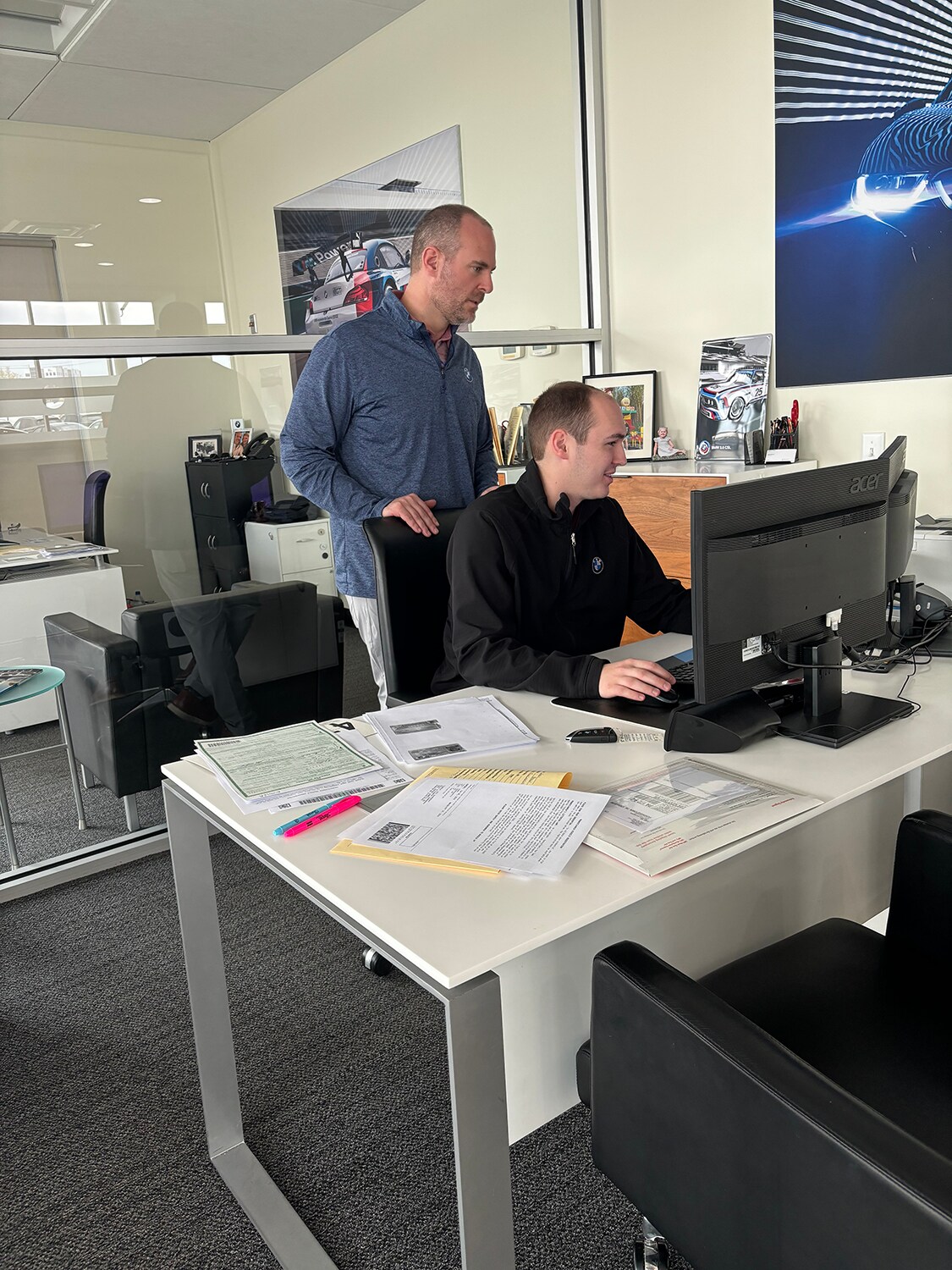 Evan and Joe at computer.