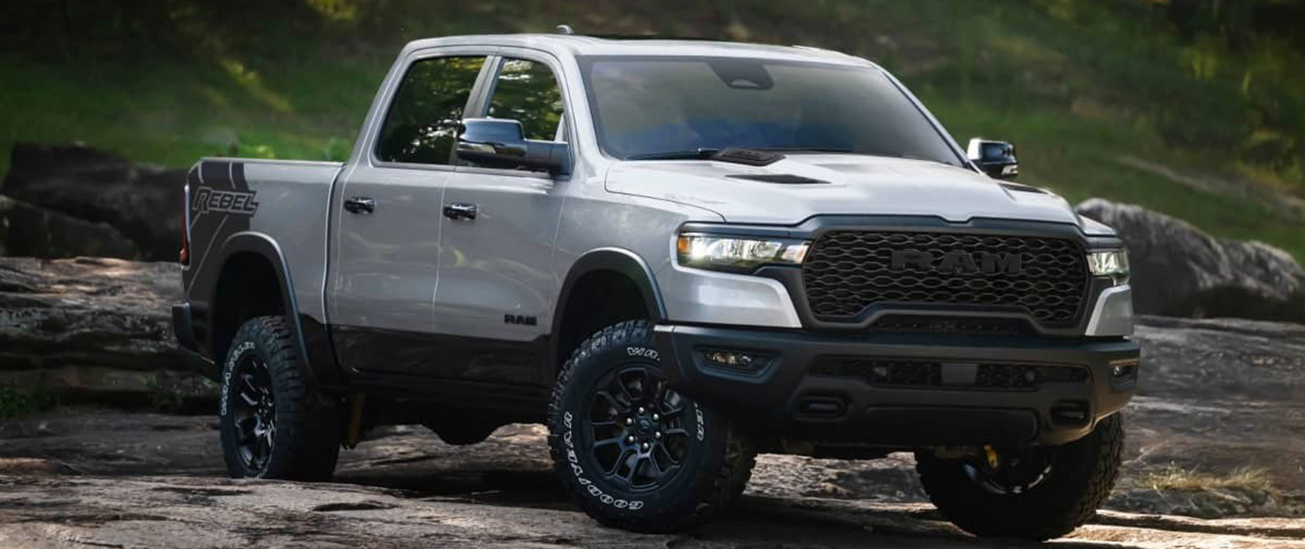 2026 Ram 1500 Trim Comparison 2026 RAM 1500 parked in a dried up creek