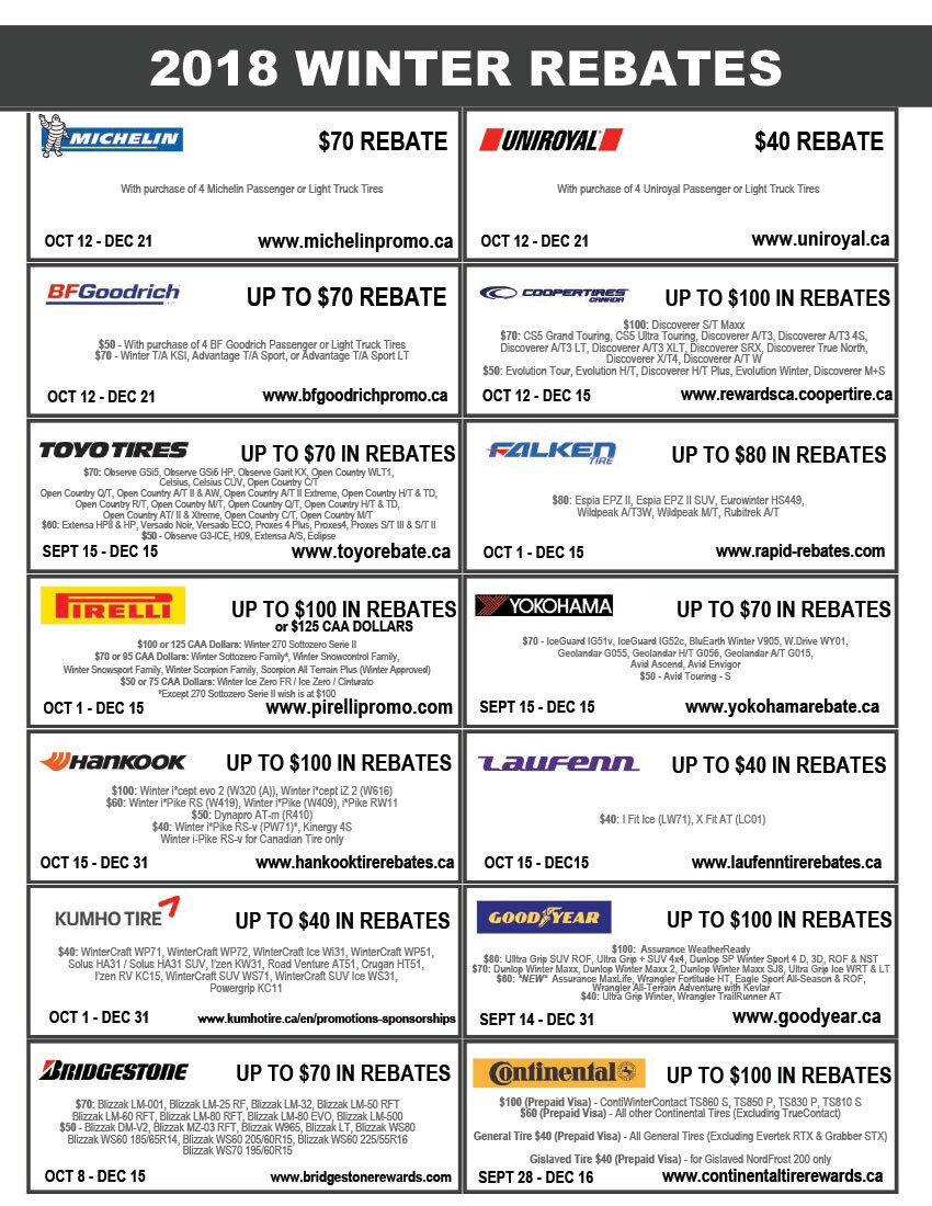 2018 Winter Tire Rebates 2018 Winter Tire Rebates