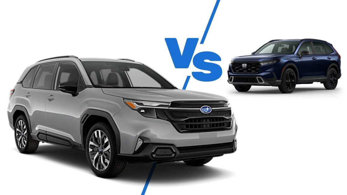 Subaru Forester and Honda CR-V shown side by side for comparison