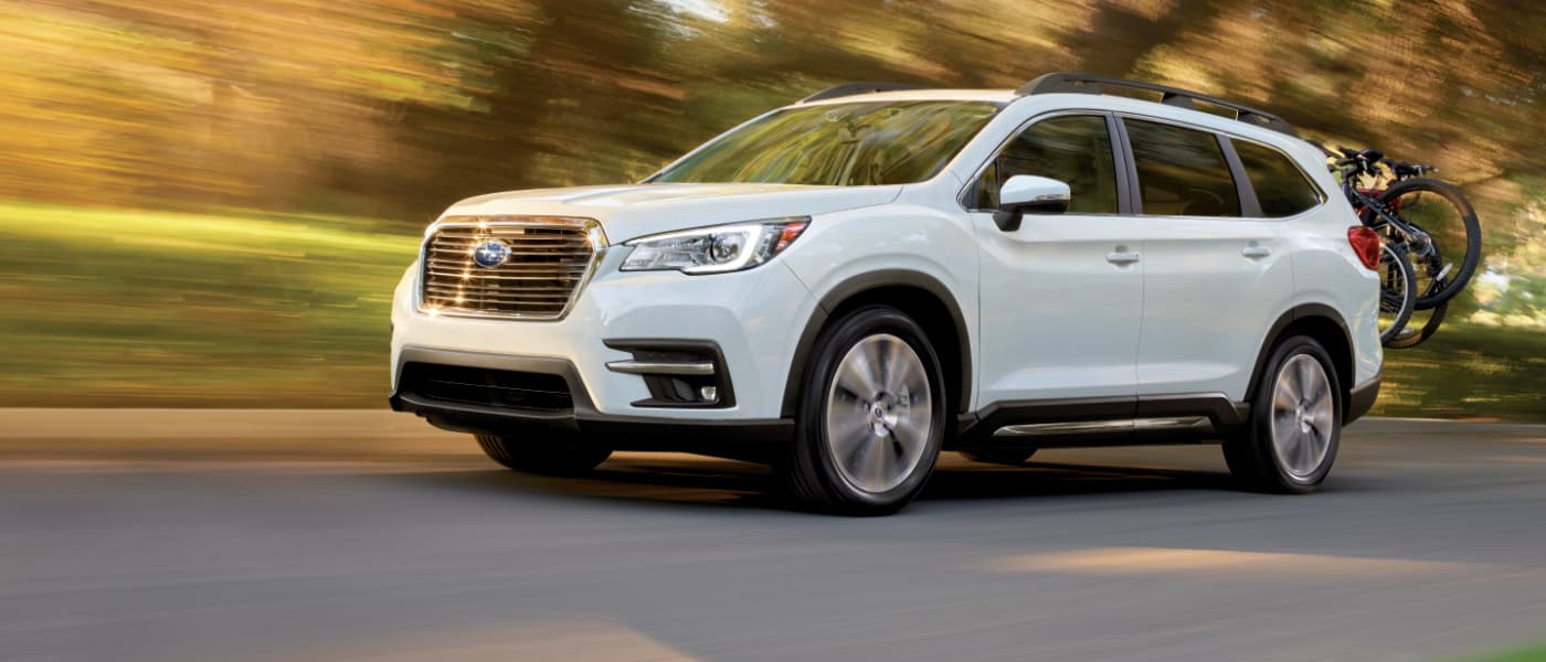 2021 White Subaru Ascent Hauling Bicycles