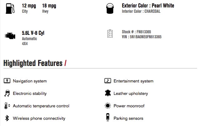 Check out these amazing features 2015 nissan armada for sale in jacksonville