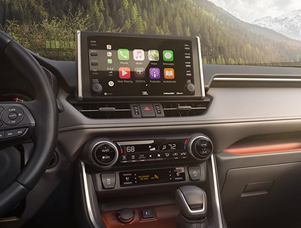 RAV_interior.jpg Cabin view of the infotainment system of the 2019 RAV4