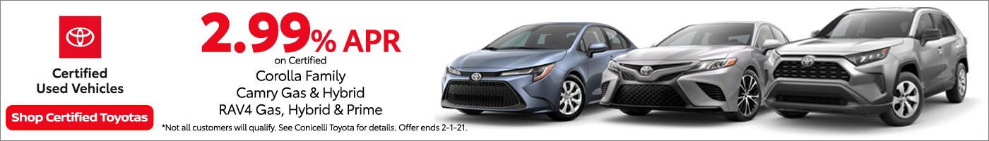 2.99% APR available on select Certified Used Toyotas!