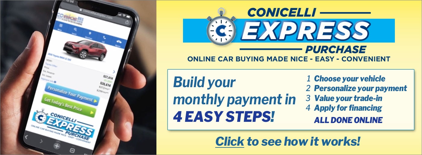 Build your monthly purchase in 4 EASY STEPS with Conicelli Express Purchase!