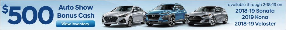 $500 Auto Show Bonus Cash on select new Hyundais! Click for inventory or call 1-888-Conicelli!