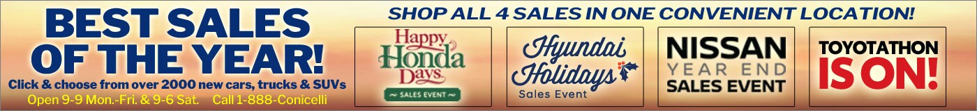 Best Sales of the Year at Conicelli Autoplex - Call 1-88-Conicelli - Click to shop 2000 new cars, trucks, SUVs...