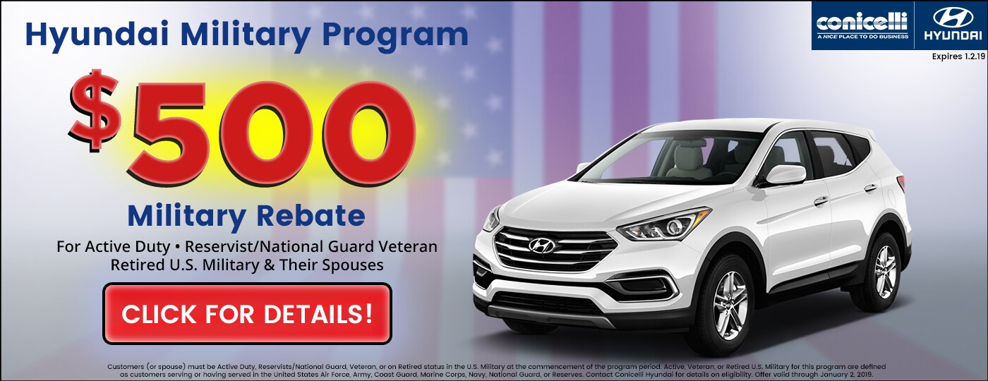 Hyundai Military Appreciation Offer - $500 Bonus available to qualified customers! Click for info...