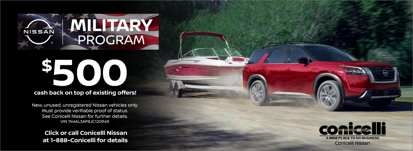 $500 Cash Back from Nissan Military Program - Call for details...