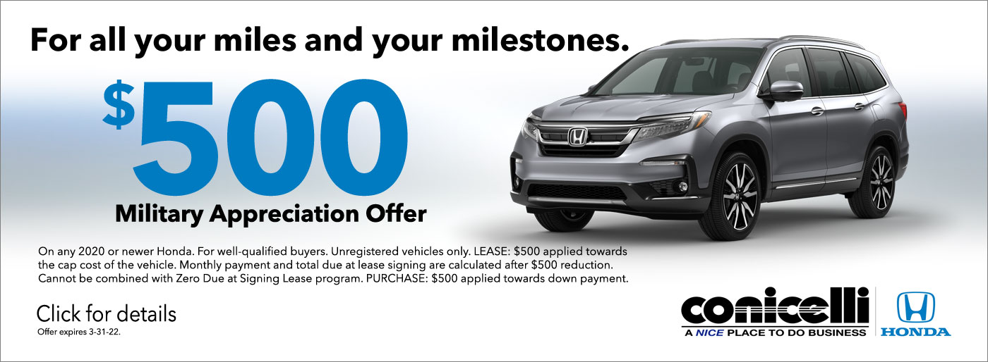 $500 Honda Military Appreciation Offer - Click for details...