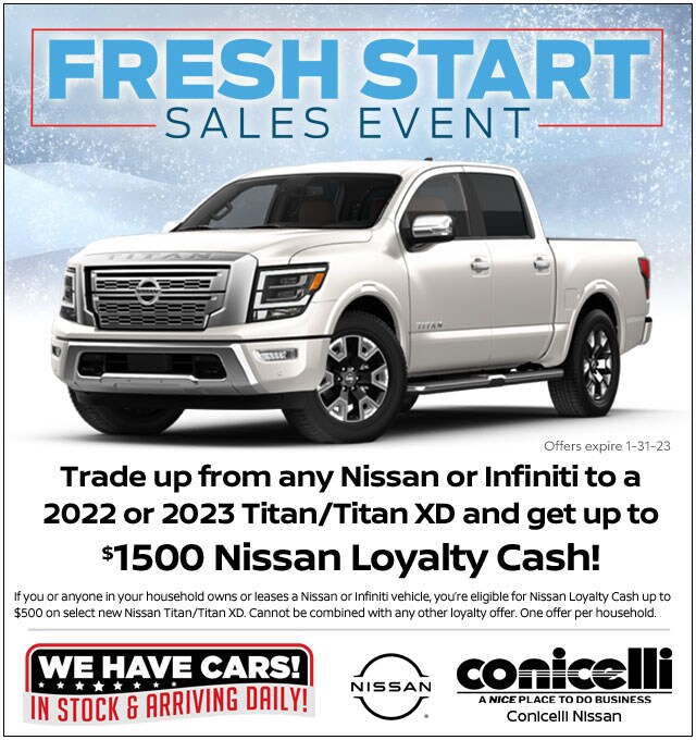 Up to $1500 Nissan Loyalty Cash if you trade up to a New Titan! Click to claim this Special...