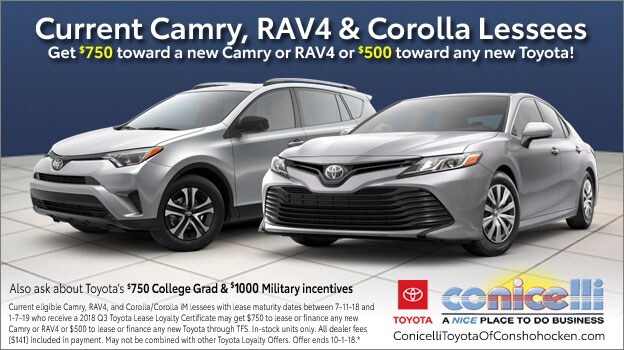 Current Camry, RAV4 and Corolla Lesses - Get up to $750 - Click for details!