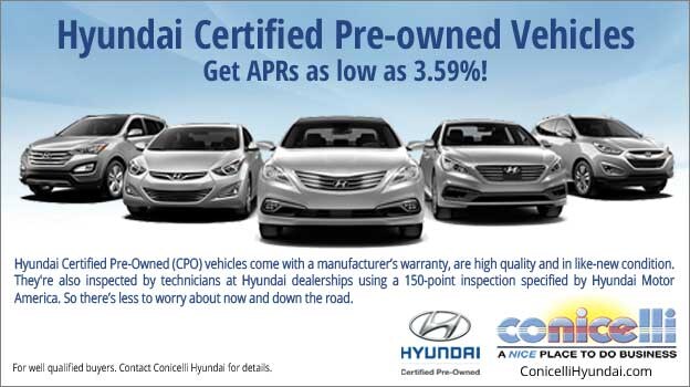 Get APRs as low as 3.59% on Certified Pre-owned Hyundai vehicles! Click for inventory...