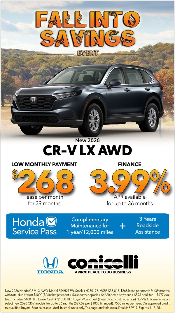 $268/mo. leases a New 2026 CR-V LX AWD! Claim this Special...