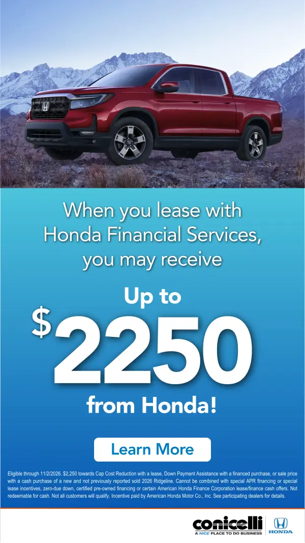 Up to $2250 available from Honda Financial Services!