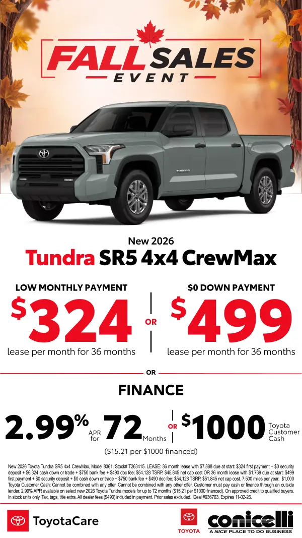 $324/mo. leases a New 2026 Tundra SR5 CrewMax 4x4! View Specials...
