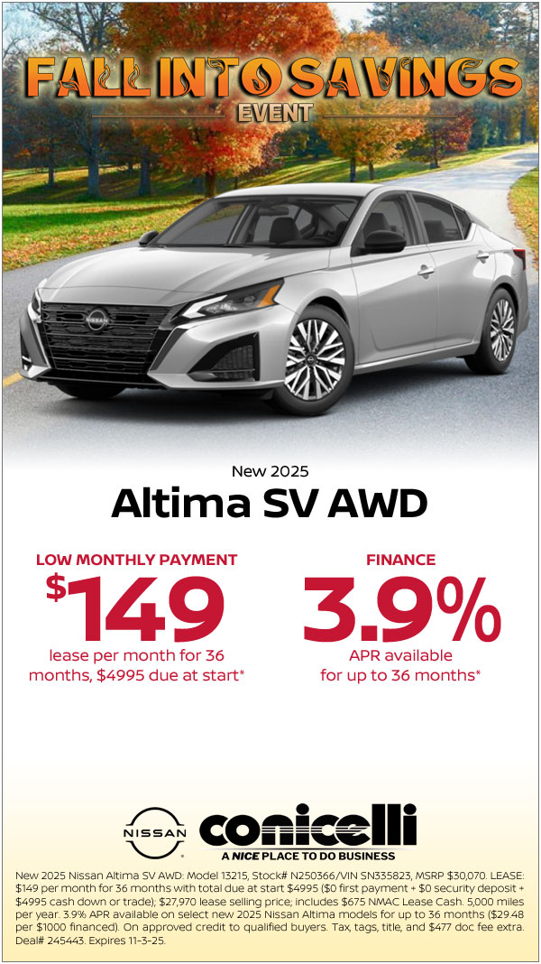 $149/mo. leases a New 2025 Altima SV AWD! Claim This Special...