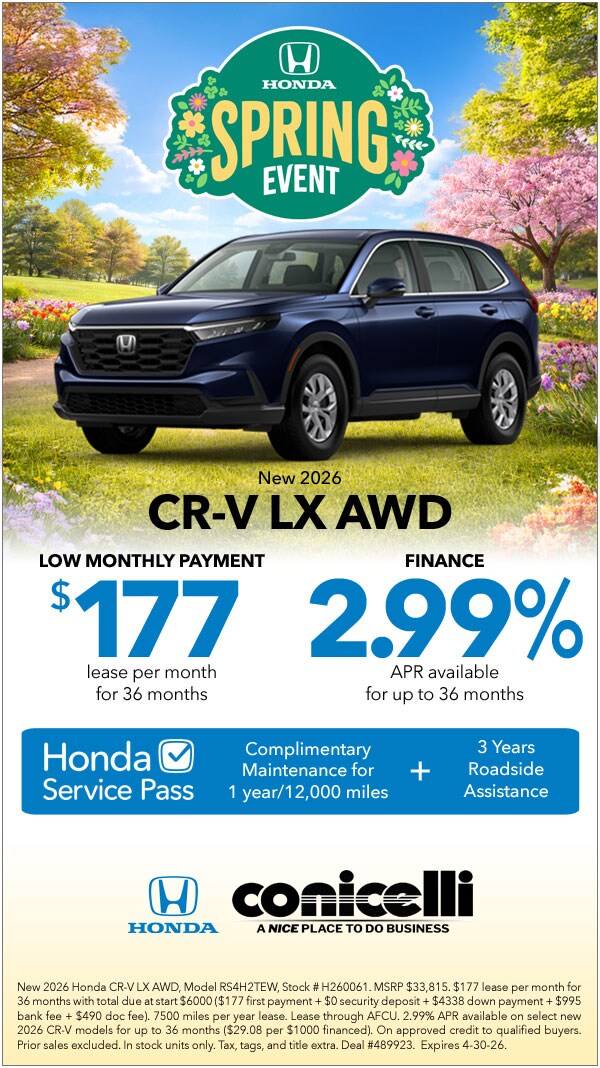 $177/mo. leases a New 2026 CR-V LX AWD! Claim this Special...