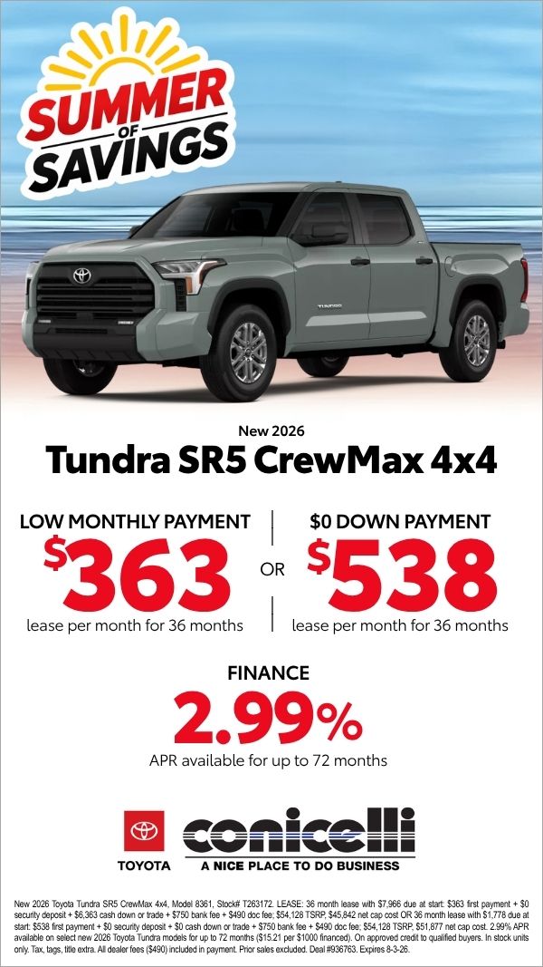 $363/mo. leases a New 2026 Tundra SR5 CrewMax 4x4! View Specials...