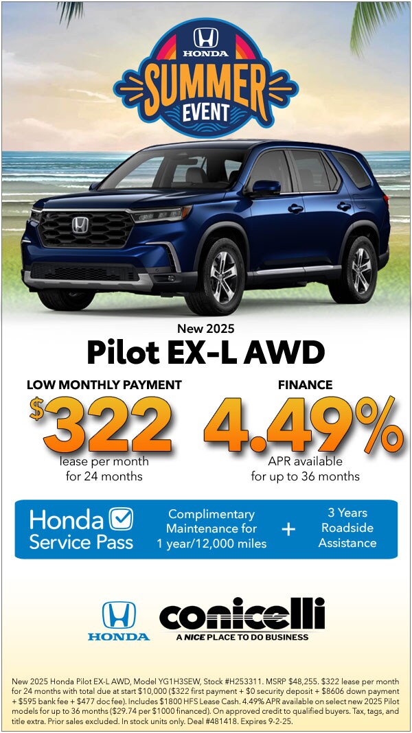 $322/mo. leases a New 2025 Pilot EX-L AWD! Claim this Special...