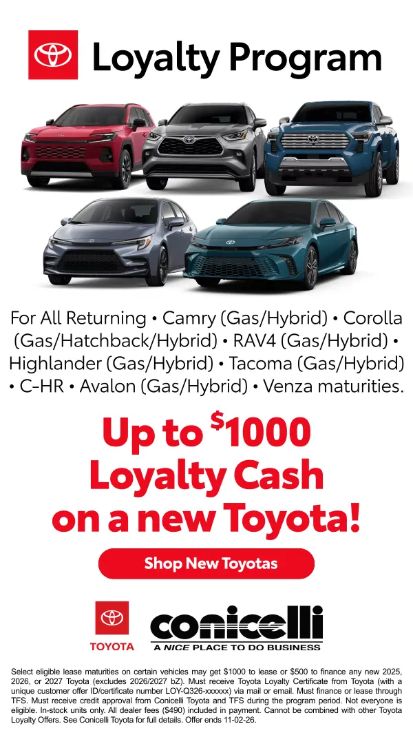 Up to $1000 Loyalty Cash available on any new Toyota! Shop New Toyotas...