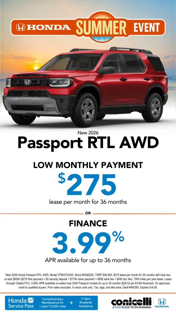 $275/mo. leases a New 2026 Passport RTL AWD! Claim this Special...