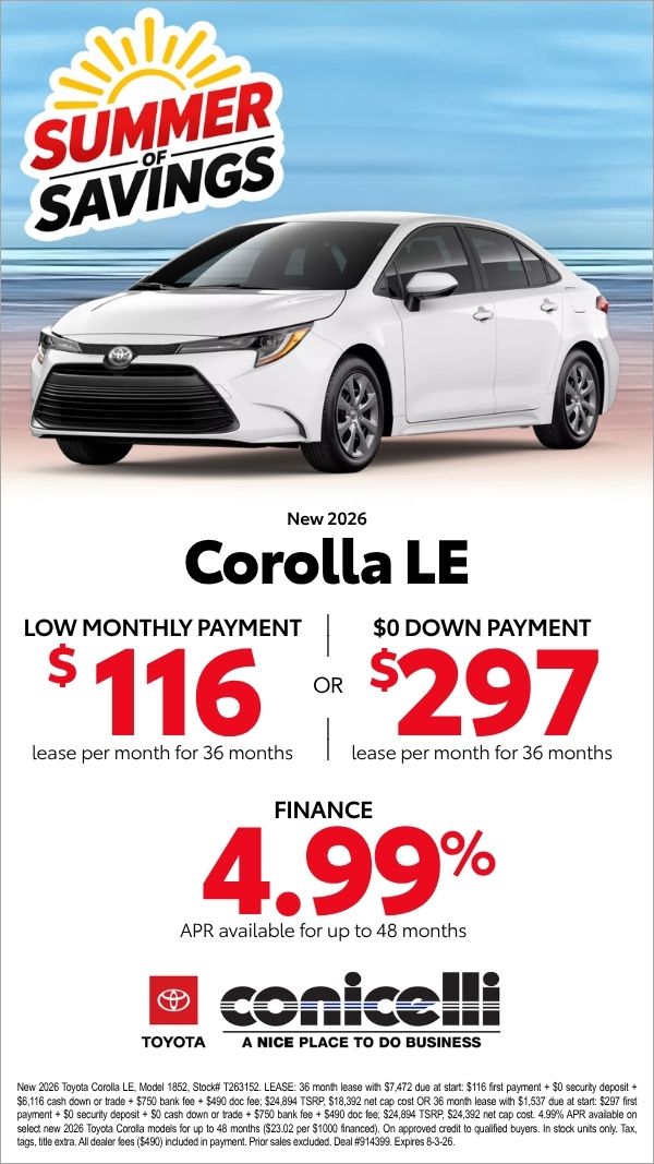 $116/mo. leases a New 2026 Corolla LE! View Specials...