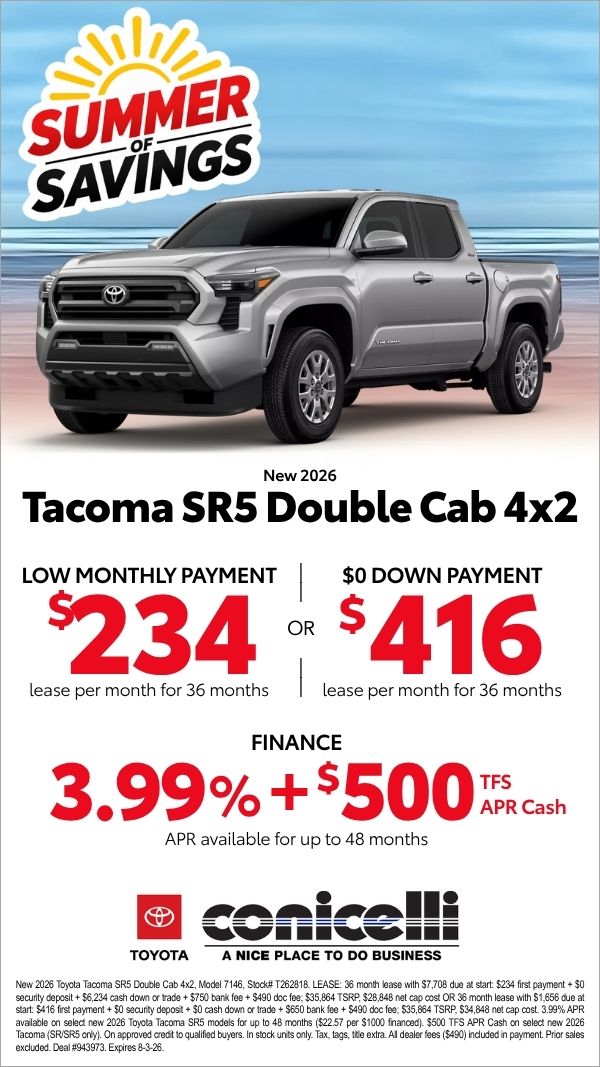 $234/mo. leases a New 2026 Tacoma SR5 Double Cab 4x2! Claim this Special...