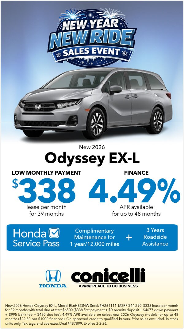 $338/mo. leases a New 2026 Odyssey EX-L! Claim this Special...