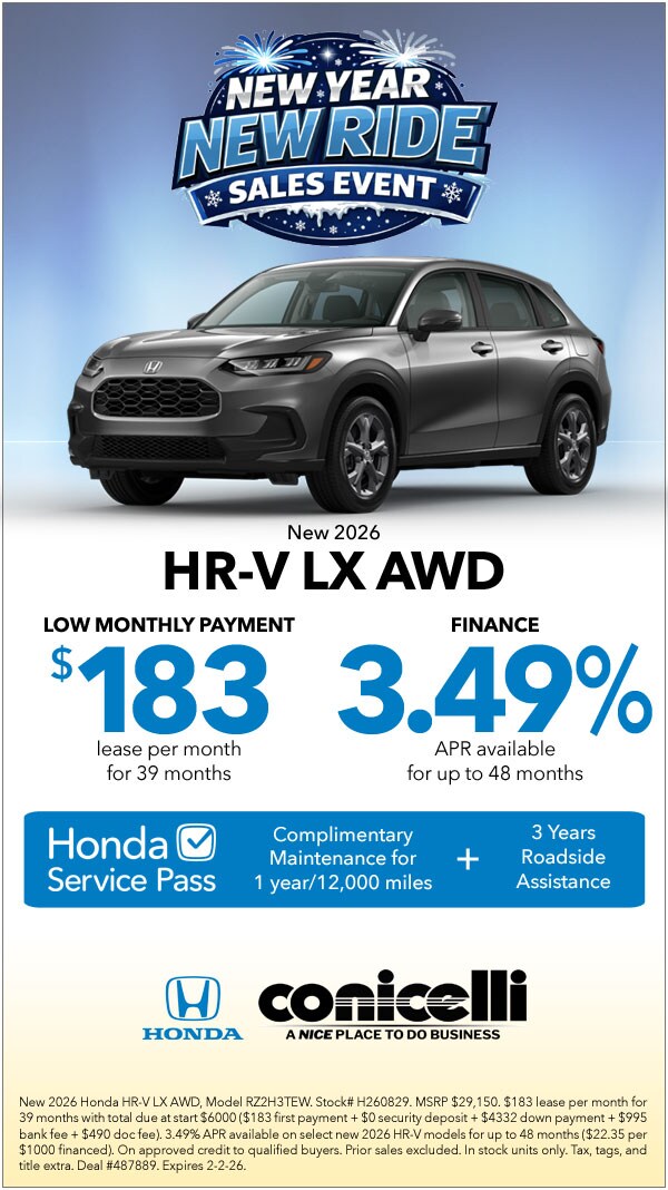 $183/mo. leases a New 2026 HR-V LX AWD! Claim this Special...