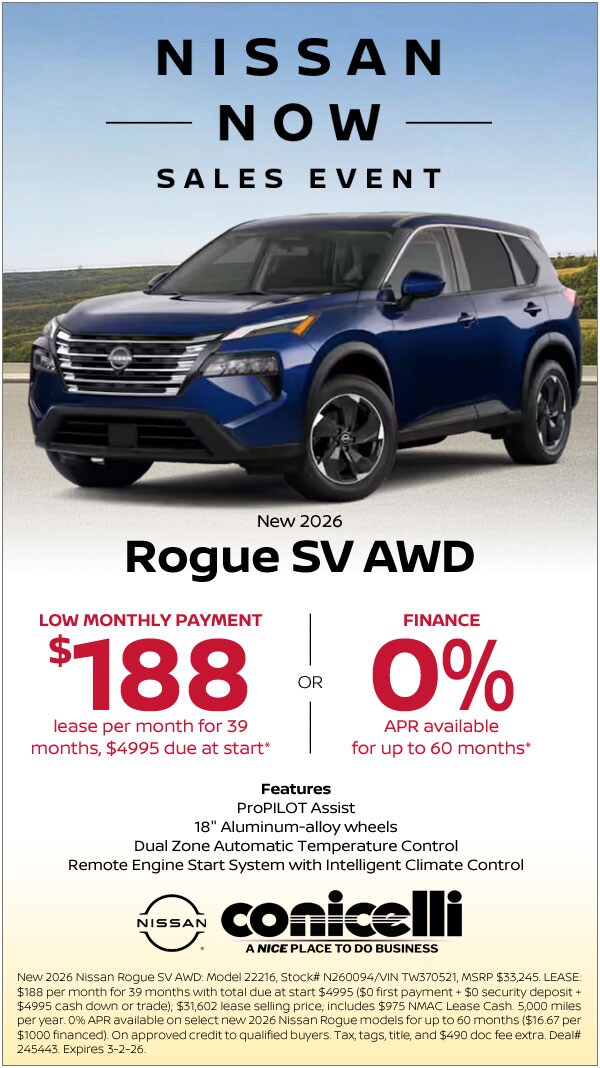 $188/mo. leases a New 2026 Rogue SV AWD! Claim This Special...