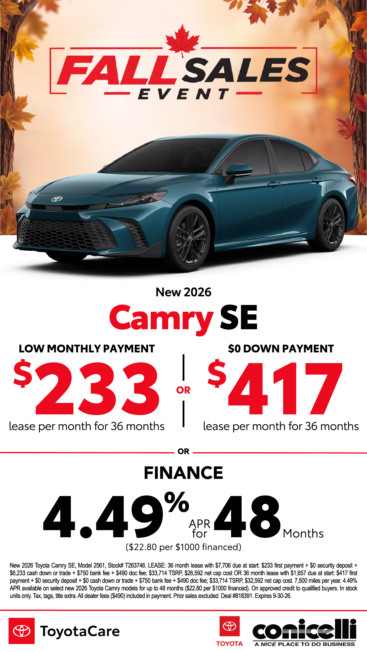 $233/mo. leases a New 2026 Camry SE! View Specials...
