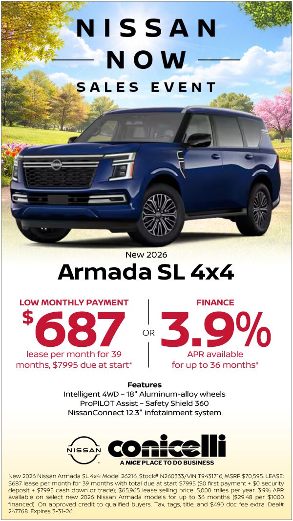 $687/mo. leases a New 2026 Armada SL 4x4! Claim This Special...