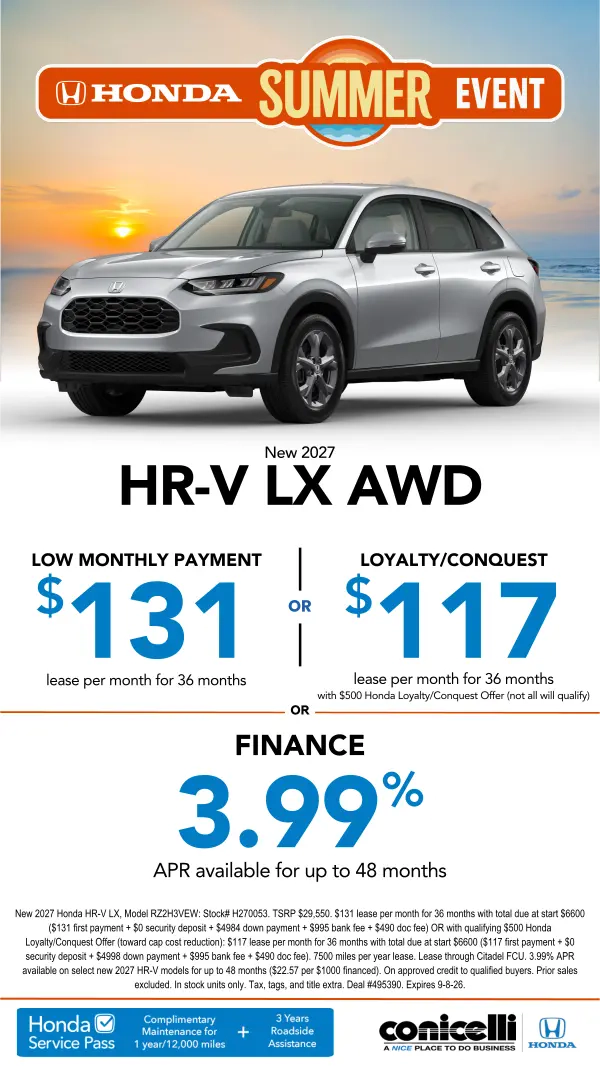 $131/mo. leases a New 2027 HR-V LX AWD! Claim this Special...