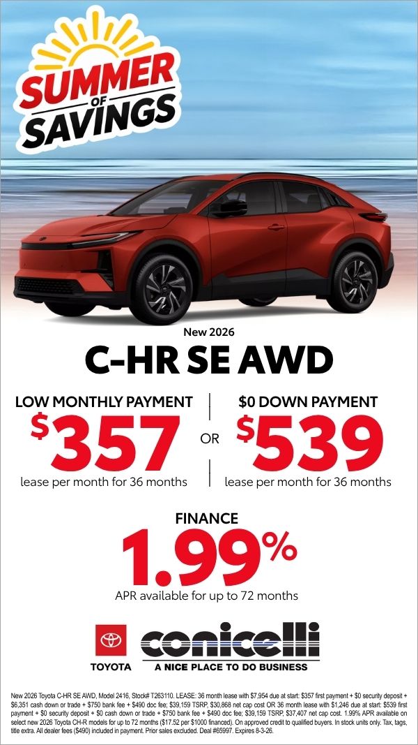 $357/mo. leases a New 2026 C-HR SE AWD! View Specials...
