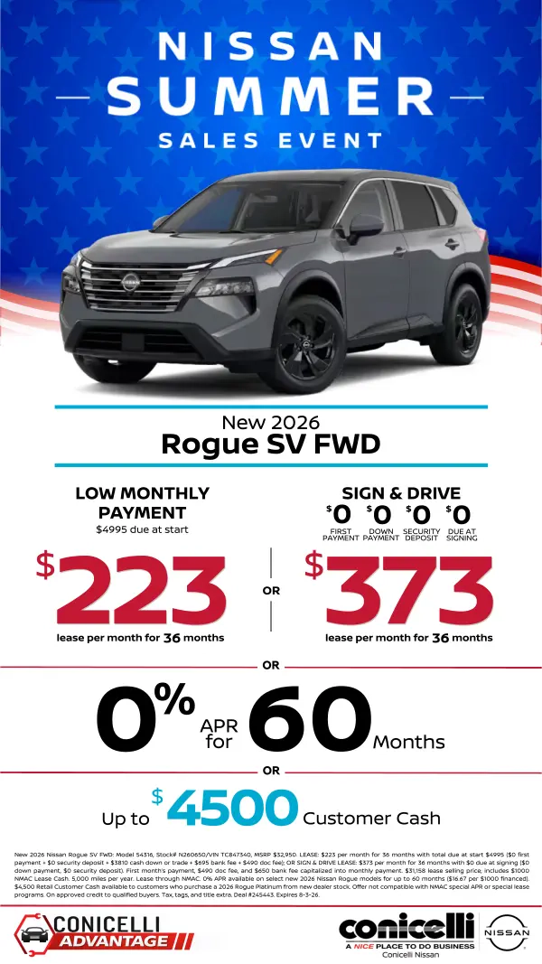 $223/mo. (OR $373/mo. with $0 due at signing) leases a New 2026 Rogue SV FWD! Claim This Special...