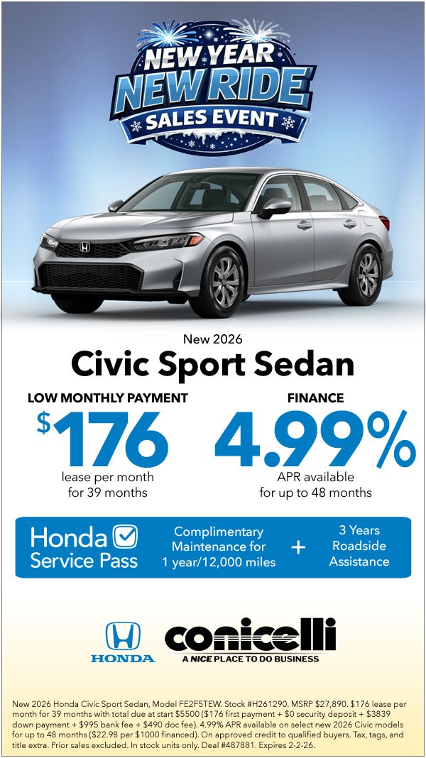 $176/mo. leases a New 2026 Civic Sport Sedan! Claim this Special...