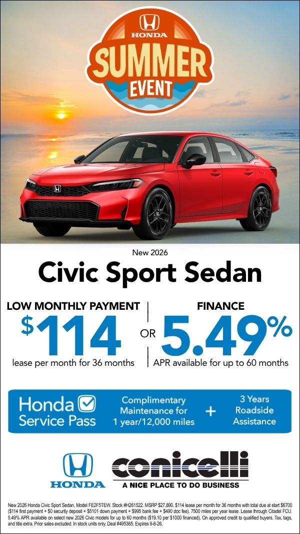 $114/mo. leases a New 2026 Civic Sport Sedan! Claim this Special...