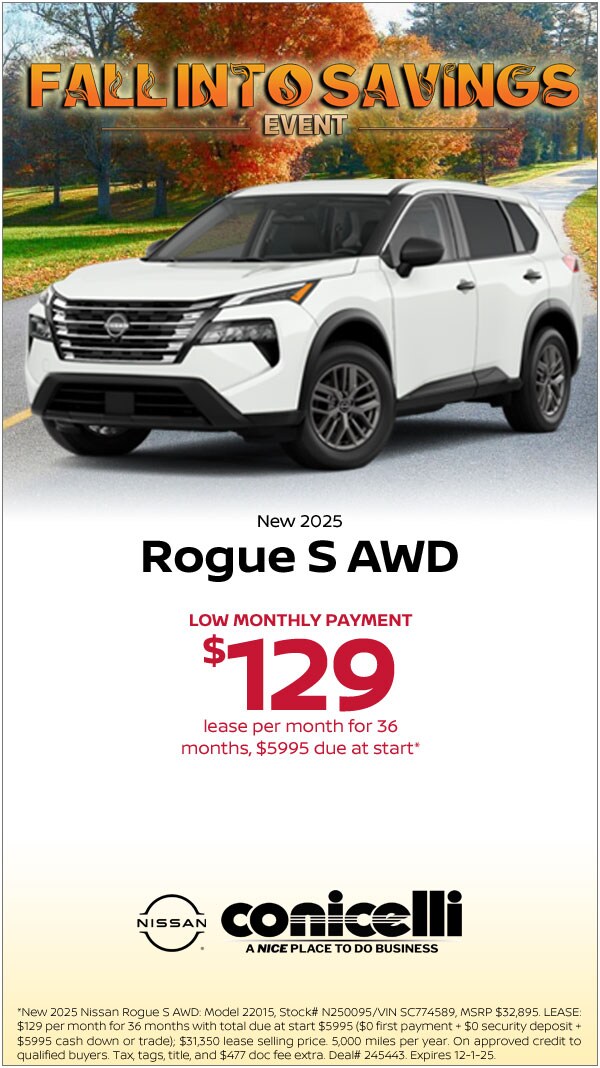 $129/mo. leases a New 2026 Rogue S AWD! Claim This Special...