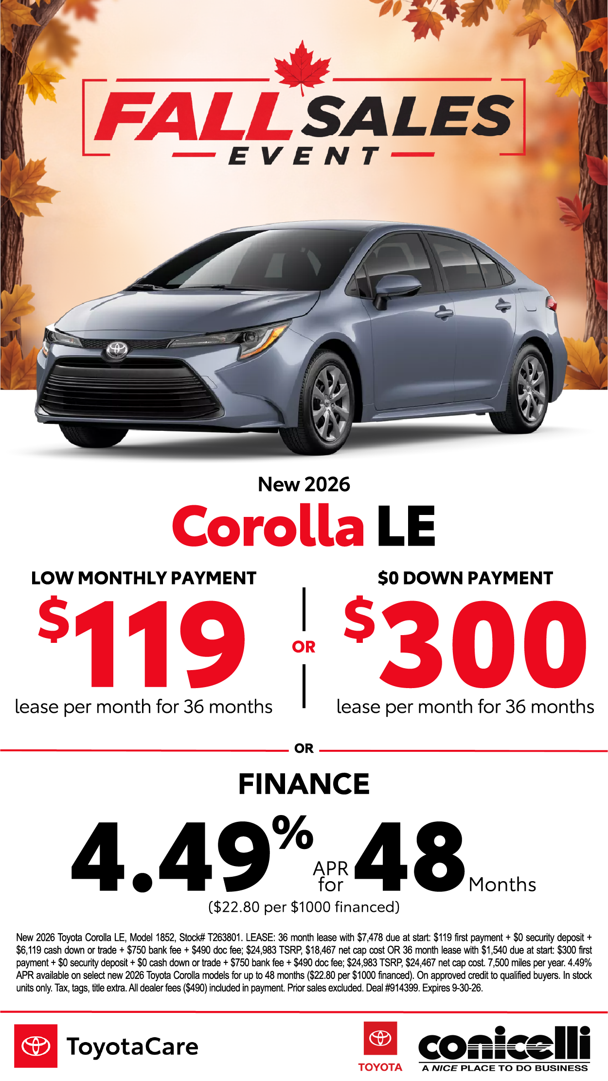 $119/mo. leases a New 2026 Corolla LE! View Specials...