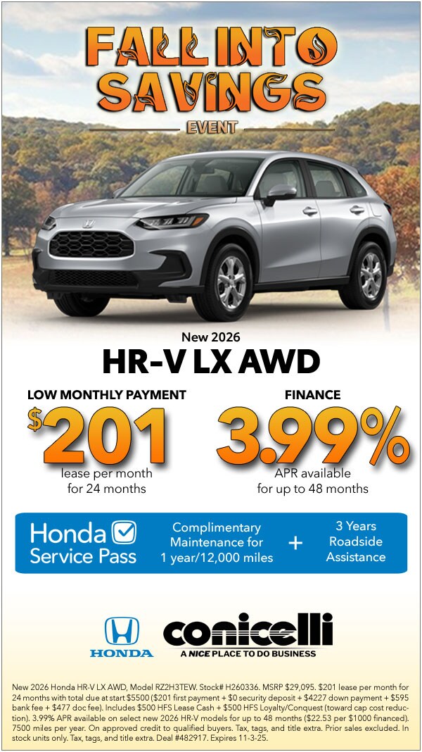 $201/mo. leases a New 2026 HR-V LX AWD! Claim this Special...