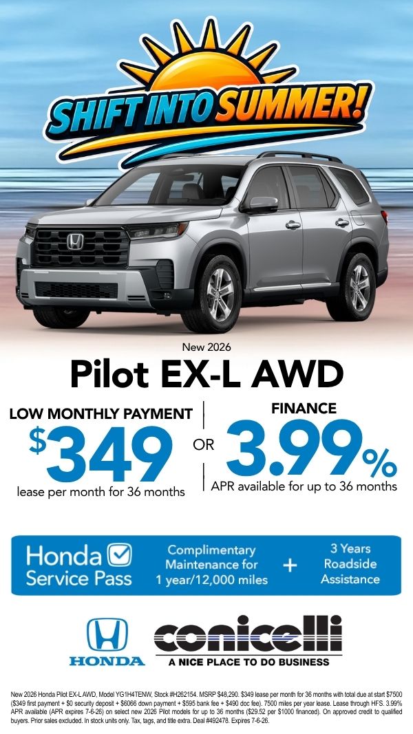 $349/mo. leases a New 2026 Pilot EX-L AWD! Claim this Special...