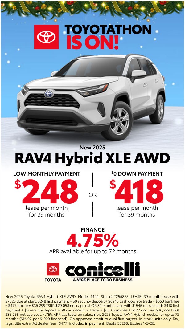 $248/mo. leases a New 2025 RAV4 Hybrid XLE AWD! View Specials...