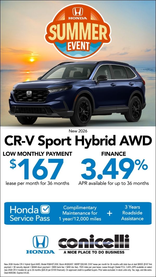 $167/mo. leases a New 2026 CR-V Sport Hybrid AWD! Claim this Special...